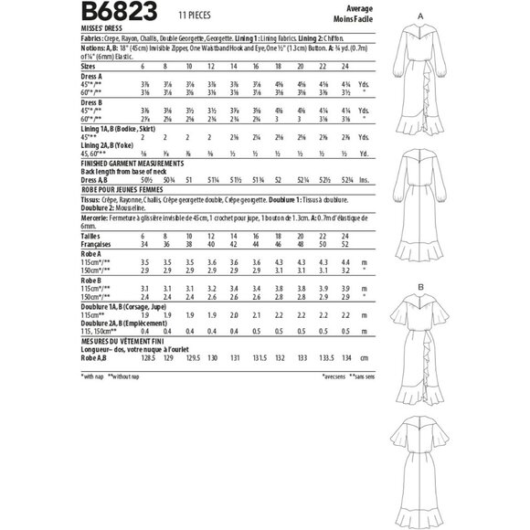 Butterick Lisette B6823 R11069 Misses Dresses Pattern 6-14 Ruffled Hem - Picture 2 of 6